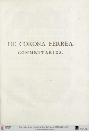 De Corona Ferrea Commentarius