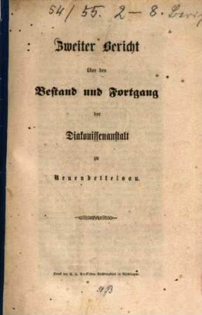 Bericht über den Bestand der Diakonissenanstalt zu Neuendettelsau, 2. 1854/55