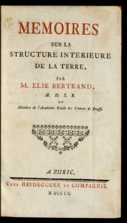 Memoires Sur La Structure Interieure De La Terre