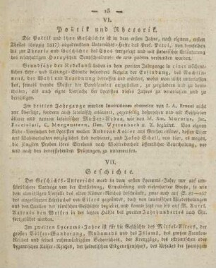 VI. Poëtik und Rhetorik.