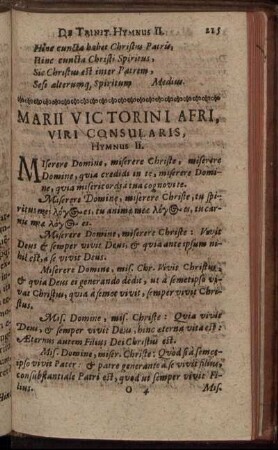 Marii Victorini Afri, Viri Consularis. Hymnus II.