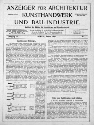 Nr. 1, Januar 1912