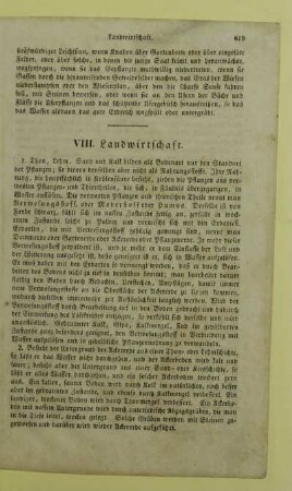 VIII. Landwirtschaft