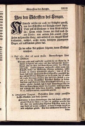 Von den Schrifften des Longin.