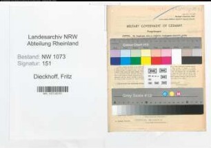 Entnazifizierung Fritz Dieckhoff , geb. 19.07.1904 (Lehrer)