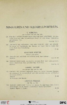Miniaturen und Aquarellporträts(Nr. 221-243)