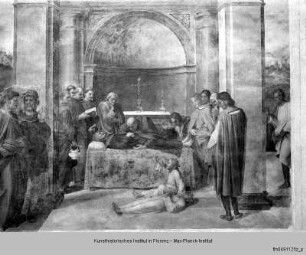 Szenen aus dem Leben des heiligen Philippus Benitius : Erweckung eines Kindes durch die Reliquien des heiligen Philippus Benitius