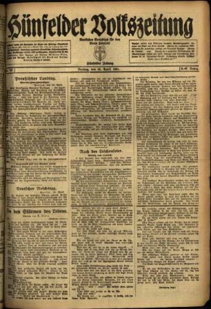 Ausgabe vom Freitag, den 22. April 1921.