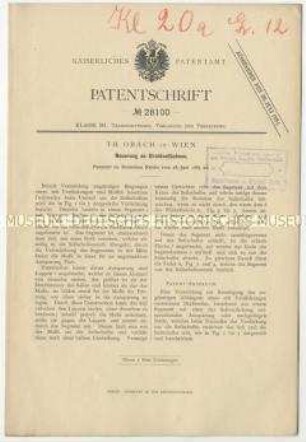 Patentschrift einer Neuerung an Drahtseilbahnen, Patent-Nr. 28100