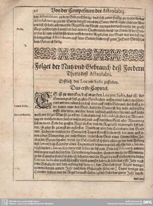 Folget der Nutz und Gebruach deß Fordern Theyls deß Astrolabii.