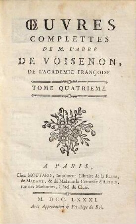 Oeuvres Complettes De M. L'Abbé De Voisenon, De L'Académie Francoise. 4