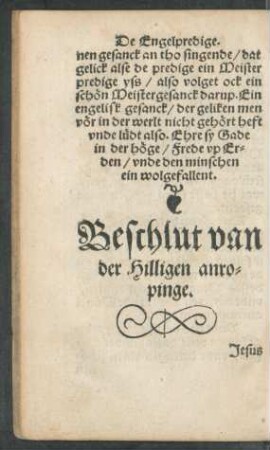 Beschlut van der hilligen anropinge.