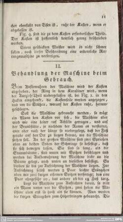 II. Behandlung der Maschine beim Gebrauch