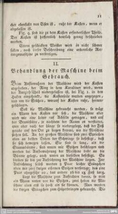 II. Behandlung der Maschine beim Gebrauch