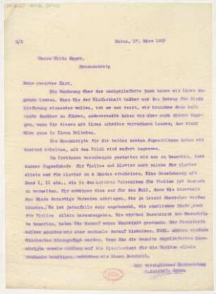 Brief an Fritz Meyer : 17.03.1917