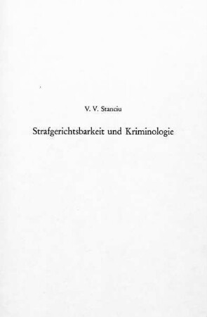 Strafgerichtsbarkeit und Kriminologie