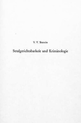 Strafgerichtsbarkeit und Kriminologie