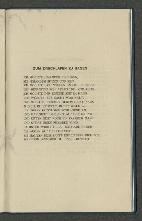 Zum Einschlafen zu sagen