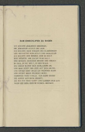 Zum Einschlafen zu sagen