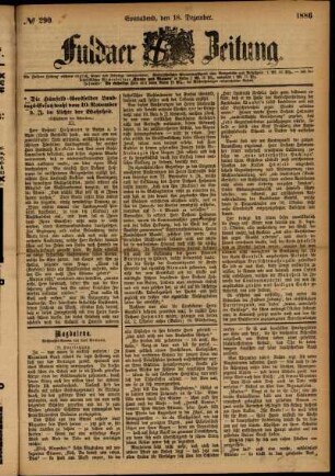 Ausgabe vom Samstag, den 18. Dezember 1886.