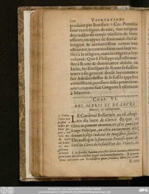 Chap. VI. Des Clercs Et De Leurs libertez & exemptions.