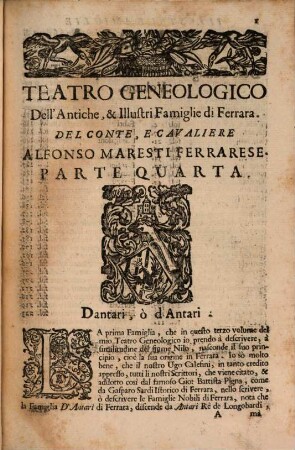 Teatro geneologico et istorico dell'antiche & illustri famiglie di Ferrara, 3