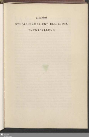 2. Kapitel: Studienjahre Und Religiöse Entwickelung