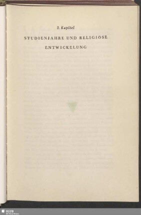 2. Kapitel: Studienjahre Und Religiöse Entwickelung
