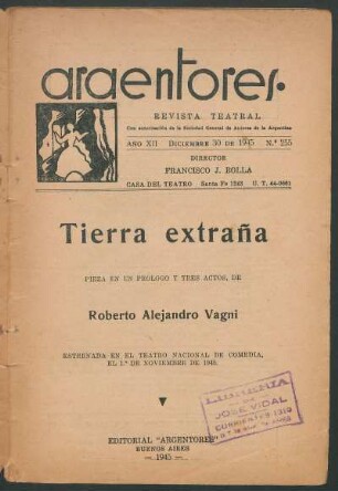 1945025500: Tierra extraña : pieza en un prólogo y tres actos