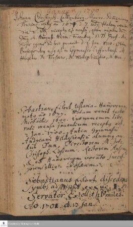 Lebenslauf von Johann Christoph Callenberg.