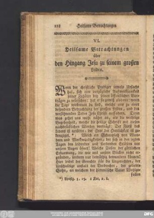 VI. Heilsame Betrachtungen über den Hingang Jesu zu seinem großen Leiden.