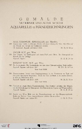 Gemälde moderner und alter Meister – Aquarelle u. Handzeichnungen (Nr. 205-355)
