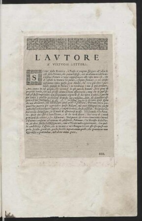 L'autore a' virtuosi lettori.
