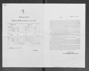 40jährige Bilance der Gärtner-Wittwen-Casse von 1852.