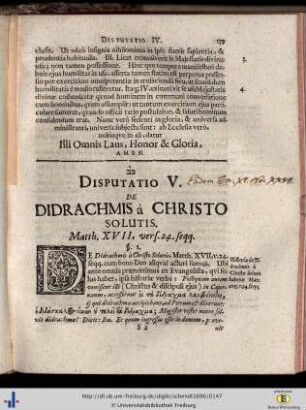 V. De Didrachmis à Christo Solutis.
