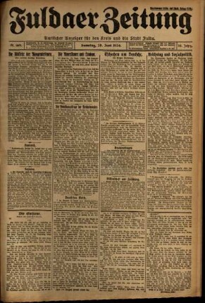 Erste Ausgabe vom Samstag, den 28. Juni 1924.