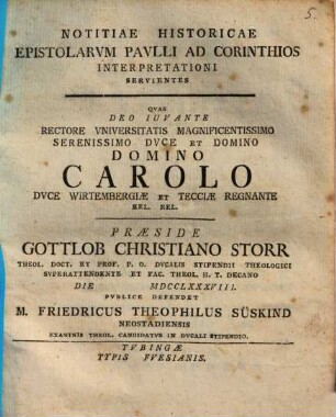 Diss. exeg. in Epistolae ad Colossenses, Pars altera. ... et Epistolium ad Philemonem