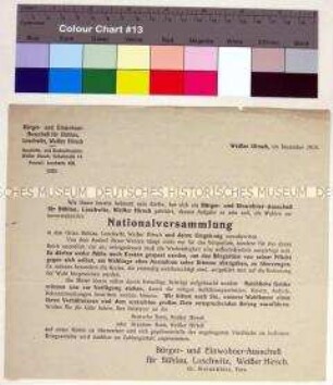Rundschreiben mit einem Spendenaufruf des Bürger- und Einwohner-Ausschusses für Bühlau, Löschwitz, Weißer Hirsch zur Vorbereitung der Wahlen zur Nationalversammlung