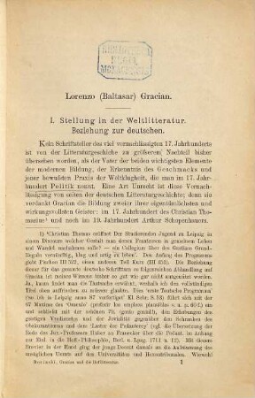 Baltasar Gracian und die Hoflitteratur in Deutschland