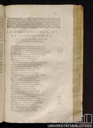 La Magnificence, Ou La Seconde Partie Du Quatriesme Iour De La II. Sepmaine.