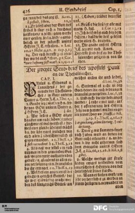Der zweyte Send-brief des Apostels Pauli an die Thessalonicher.