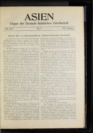 1909, April. No.7. VIII. Jahrgang.