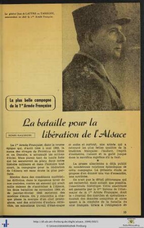 La bataille pour la libération de l'Alsace.
