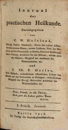 Journal der practischen Heilkunde. 46 = Bd. 39. 1818