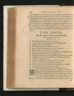 Pars Tertia. De Exceptionibus peremptoriis.