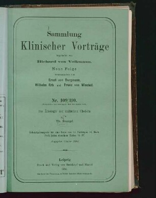 Die Ätiologie der indischen Cholera