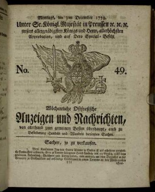 No. 49. Montags, den 3ten December 1759.