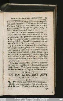 Sectio III De Magistratibus Aevi Posterioris.