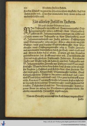 Für allerley Zufäll in Fiebern.
