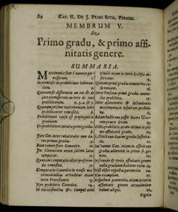 Membrum V. De Primo gradu, & primo affinitatis genere.